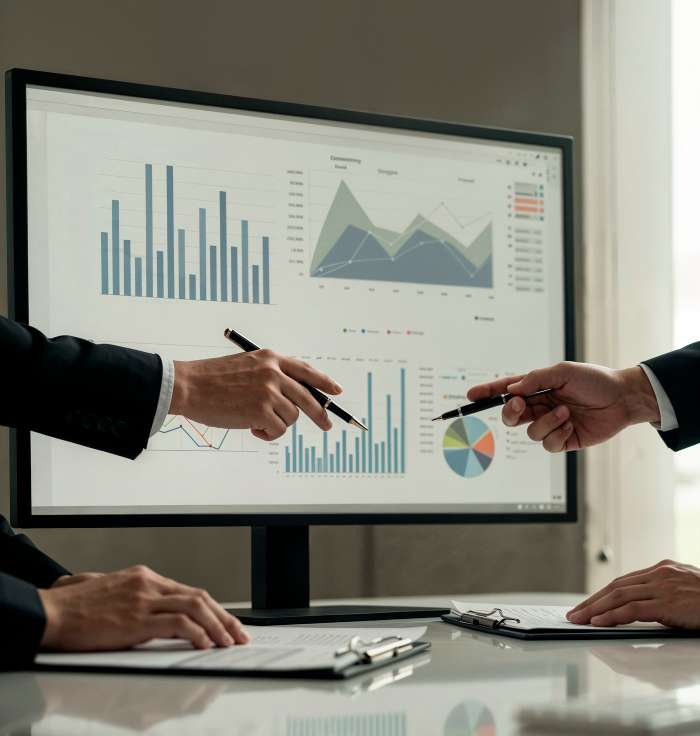 Sales forecasting chart and revenue projections